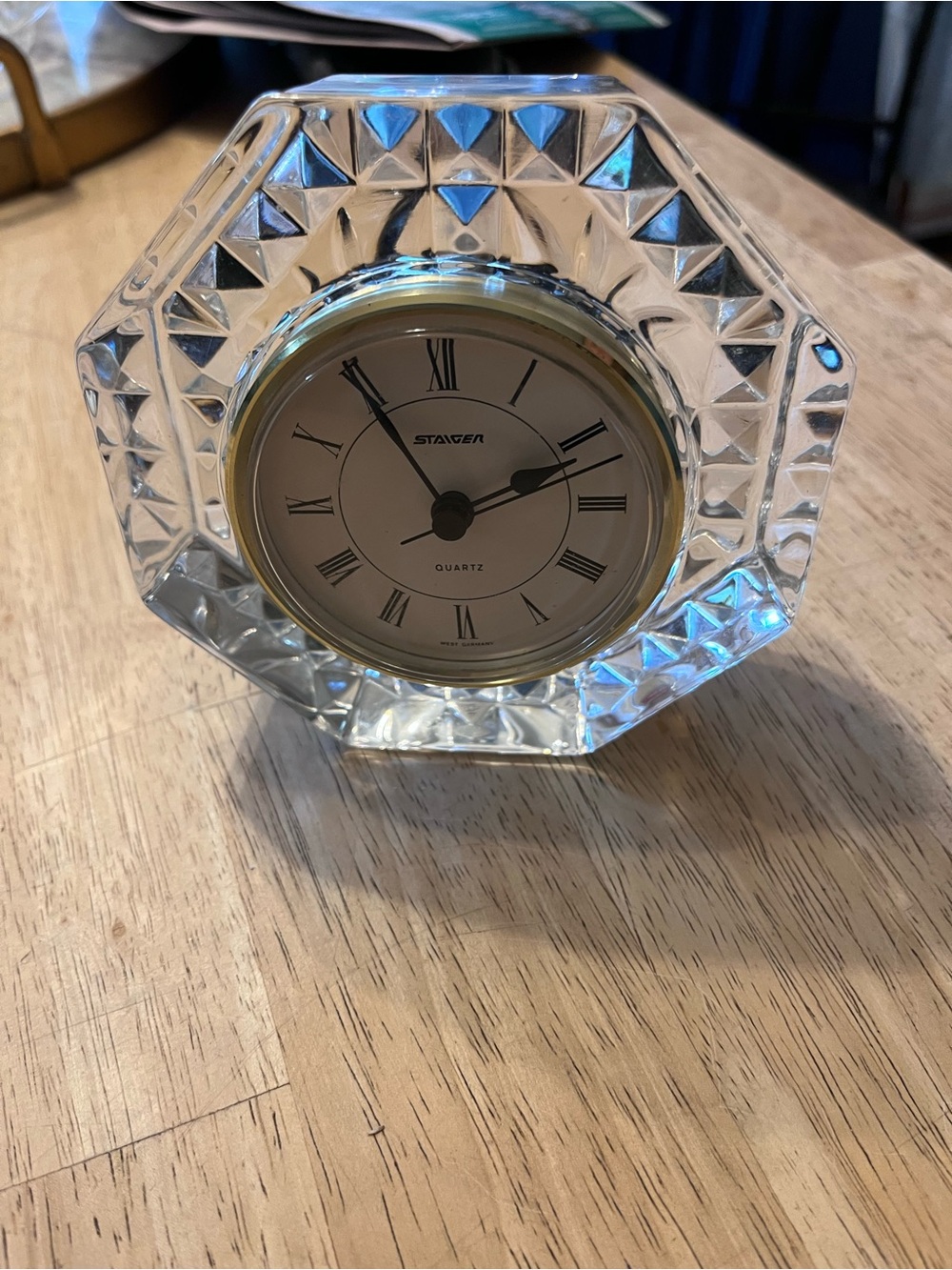 Staiger Crystal Octagonal Clock - Clear